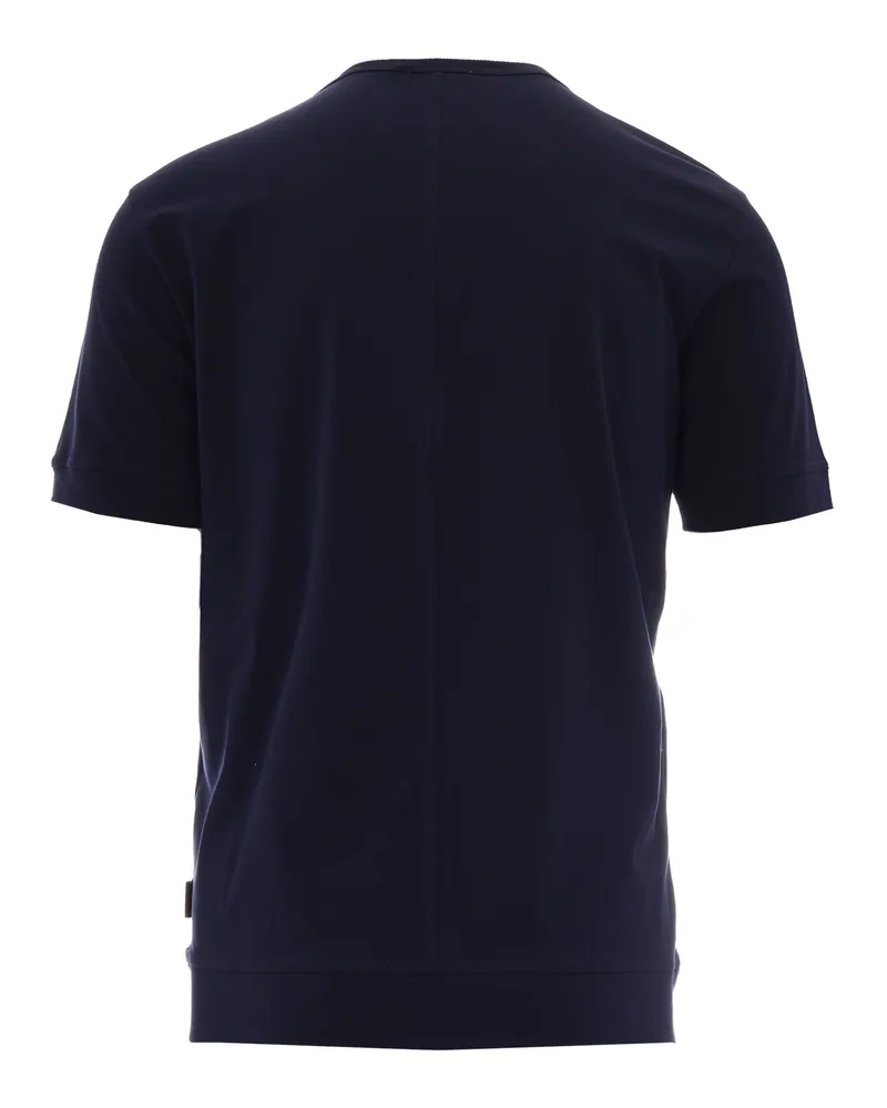 Paolo Pecora Milano Men T-Shirt Basic Blue Cotton T-Shirts And Polos Navy