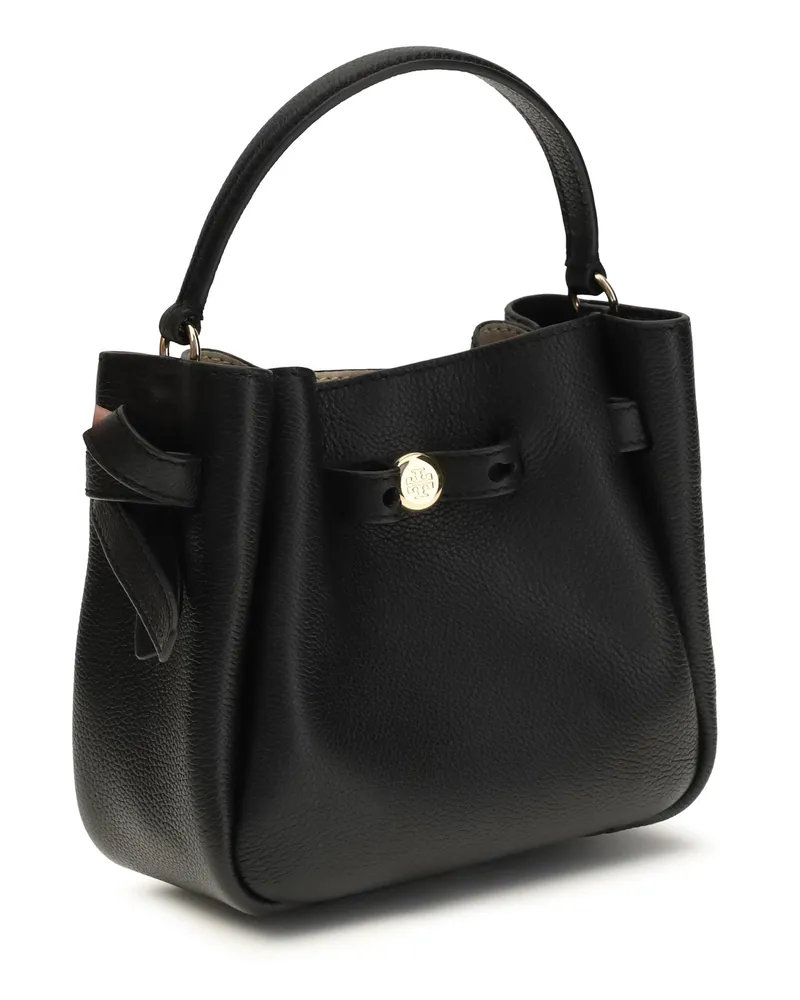 Tory Burch Women's Romy Mini Bucket Bag Black Calf Leather Bos Taurus Shoulder Black
