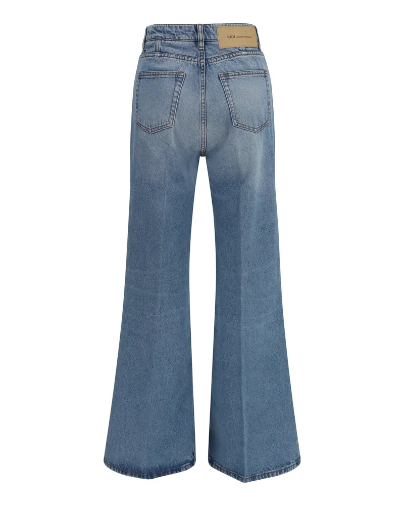 AMI Paris High-Rise Flared Denim Jeans — Blue Blue