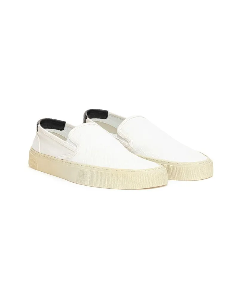 Saint Laurent Women's White Cotton Low Top Sneakers White