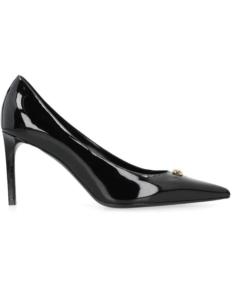 Celine Women's Lacquered Black Heels With Pointed Toe Leather Pumps High Heel Shoes Black