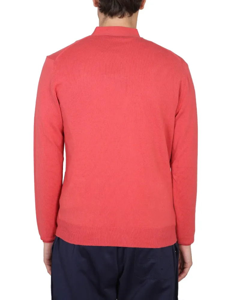 Vivienne Westwood Orb-Embroidered Cotton Cashmere Cardigan — Red Red
