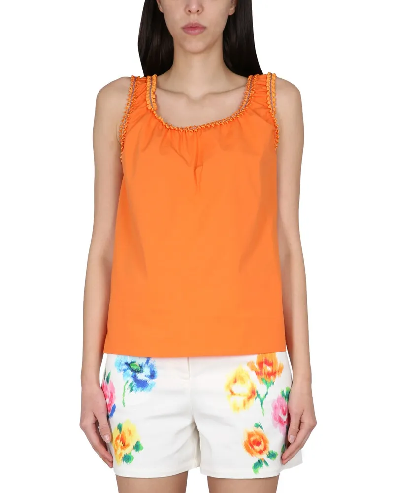 Moschino Cotton Slim Fit Blouse — Orange Orange