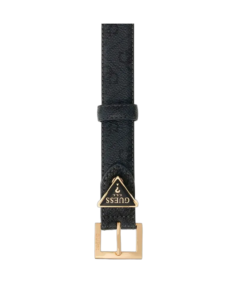 Guess Women Belt Coal Logo Polyester Accessories Black