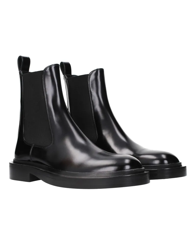 Jil Sander Leather Ankle Boots — Black Black