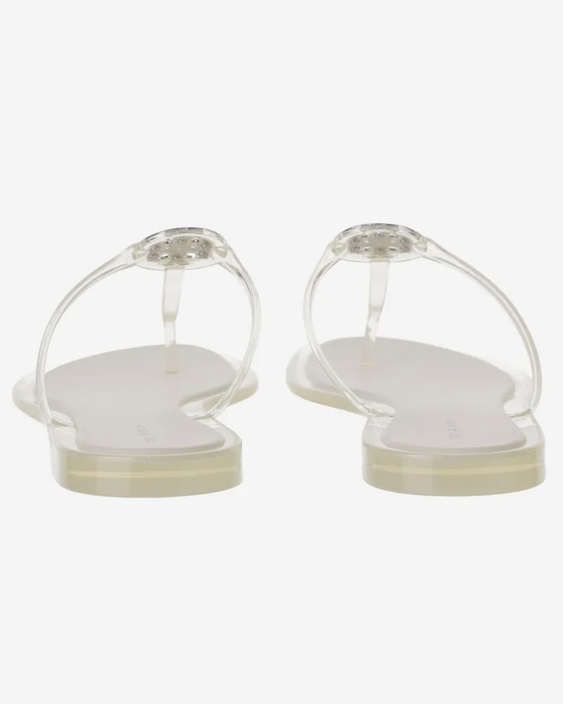 Tory Burch Women's Mini Miller Jelly Sandals Transparent Polyurethane Slippers Flat Shoes Clear