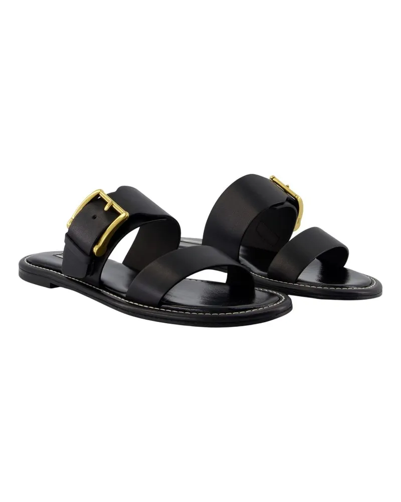 AMI Paris Women's Buckle-Strap Calfskin Sandal Black Black