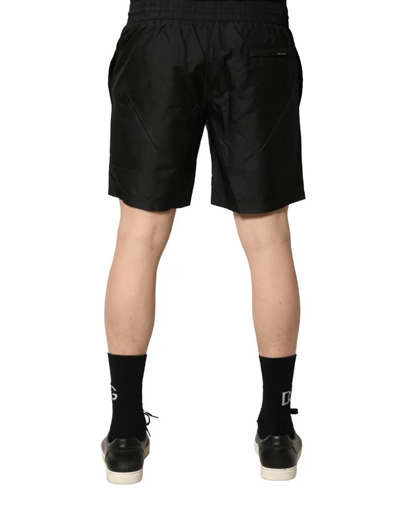 Dolce & Gabbana Black Polyester Drawstring Men Shorts Swimwear Black