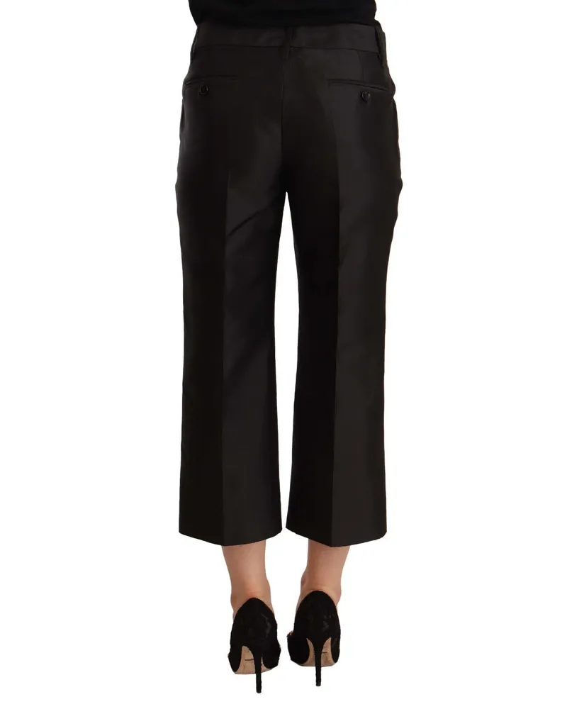 Dolce & Gabbana Women's Black Silk Flared Cropped Pants Black