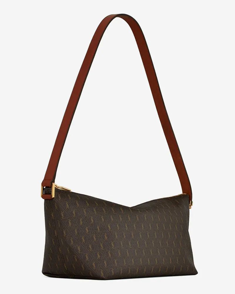Saint Laurent Men's Shoulder Bag Le Monogramme Brown Leather Polyurethane Brown