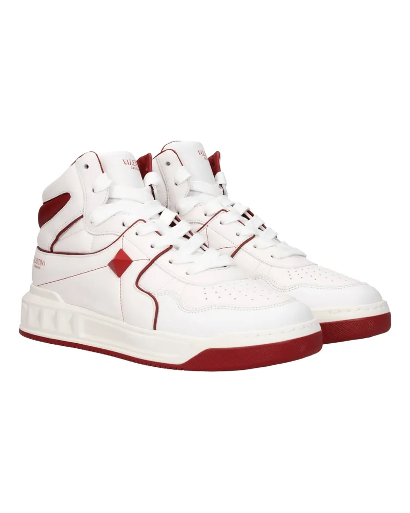 Valentino Garavani Men's White Leather High Top Sneakers White