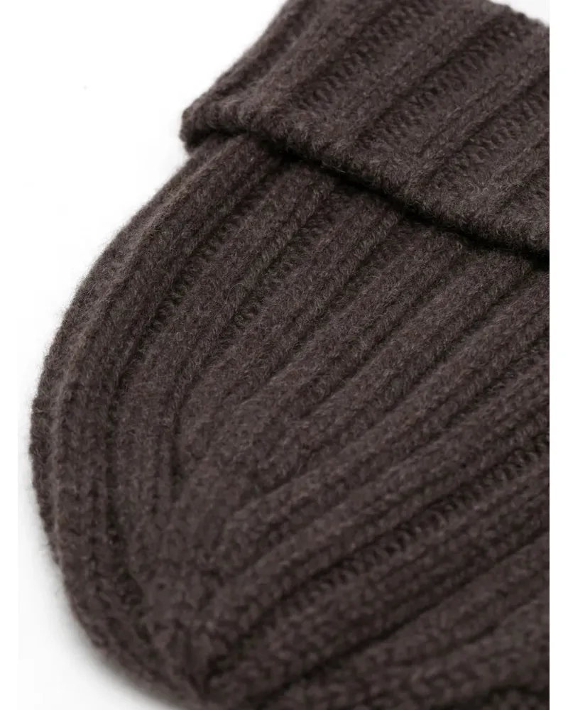 Brunello Cucinelli Mens Dark Brown Wool Knit Hat Accessories & Slg Dark