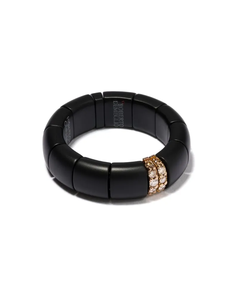 Roberto Demeglio Women's 18kt Rose Gold, Diamond And Black Ceramic Pura Ring Continuty Black