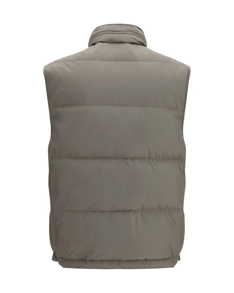 Brunello Cucinelli Men Gray Polyester Sleeveless Jacket Clothing Gray