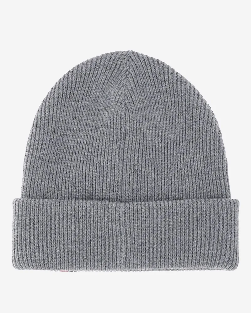 Gucci Men's Wool Beanie With Web Ribbon Grey Fabric Hat Gray