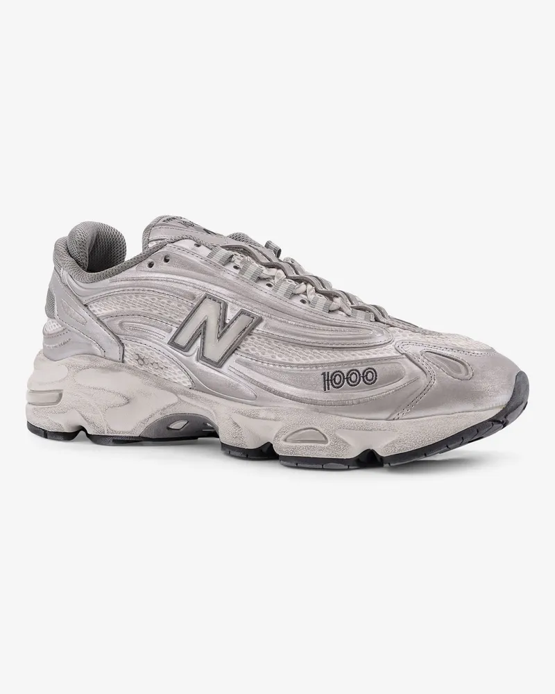 New Balance Men's 1000 Low-Top Mesh Sneakers Grey Polyester Trainers Gray