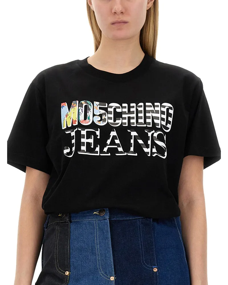 Moschino Logo-Embellished T-Shirt — Black Black