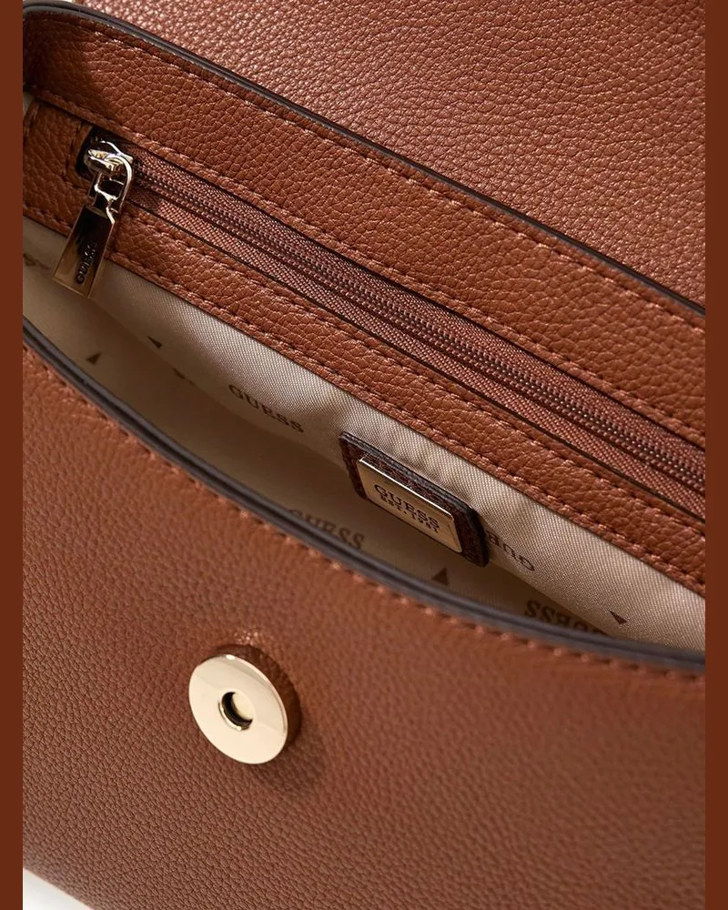 Guess Evie Top Handle Bag — Brown Brown