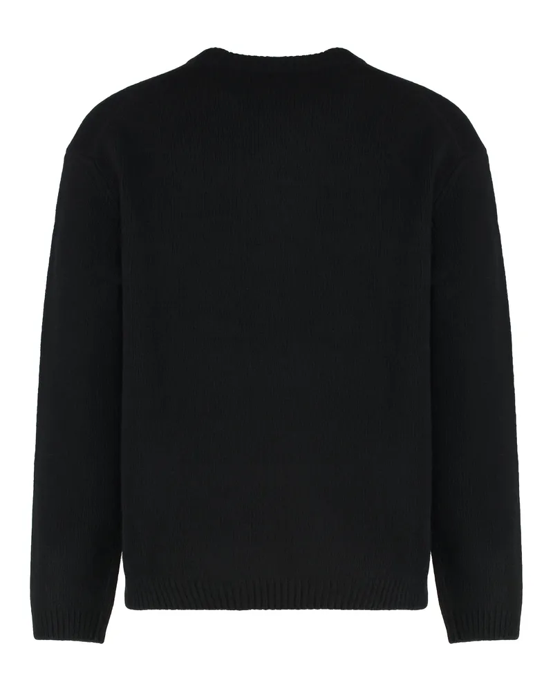 Kitsuné Men's Wool Sweater With Round Neck Black Sweatshirts Black