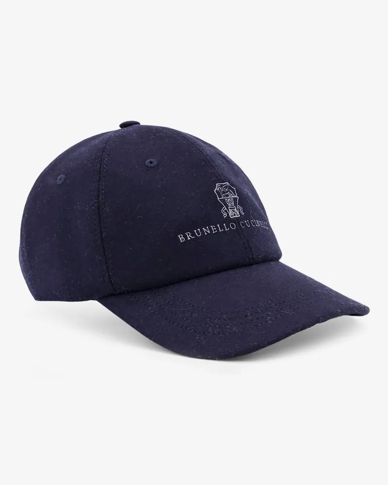 Brunello Cucinelli Men Baseball Hat Blue Virgin Wool Navy