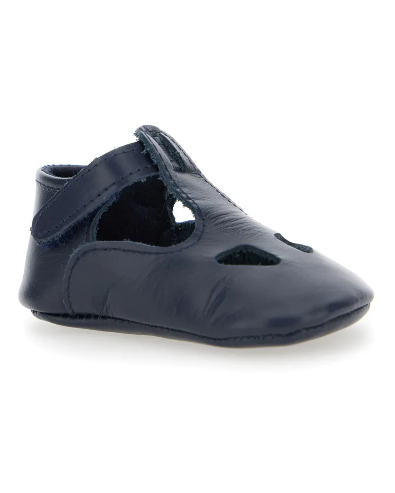 Il Gufo Unisex Blue Ballet Shoes With Cut-Out And Strap Closure Leather Blue
