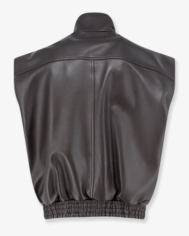 Balenciaga Women's Sleeveless Leather Jacket Brown Brown