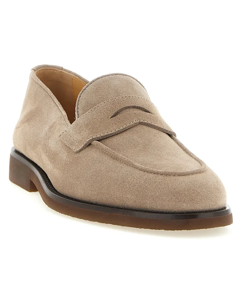 Brunello Cucinelli Suede Penny Loafer — beige Beige