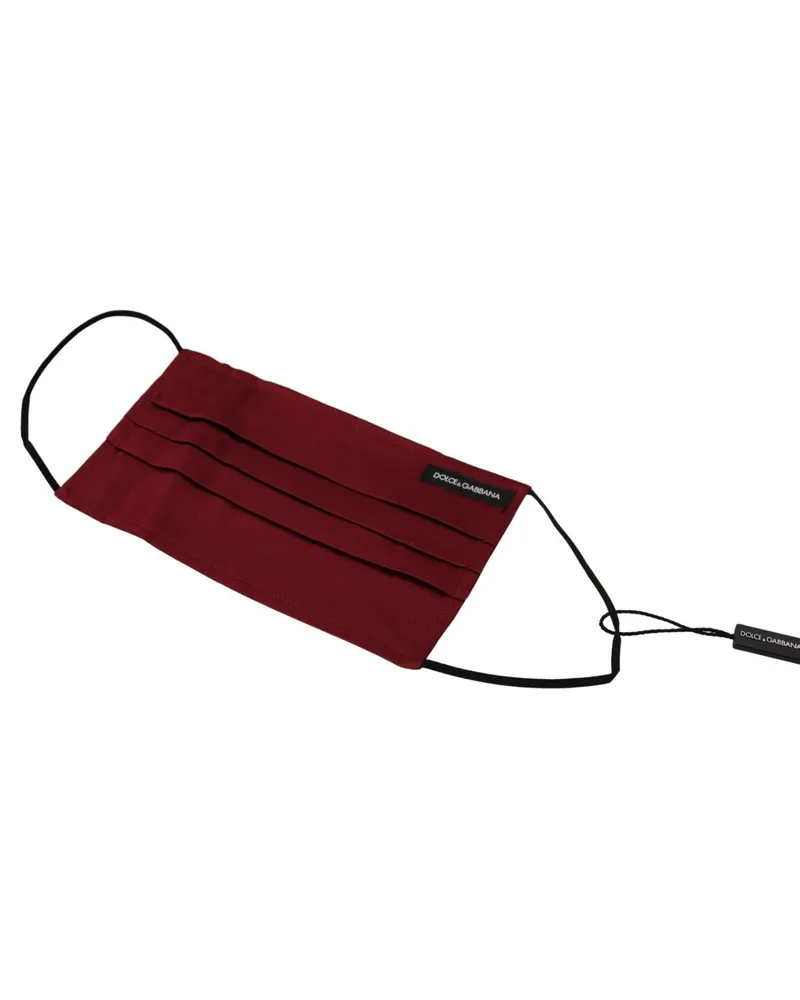 Dolce & Gabbana Women's Maroon Silk Pleated Elastic Ear Strap Face Mask Accessory Maroon