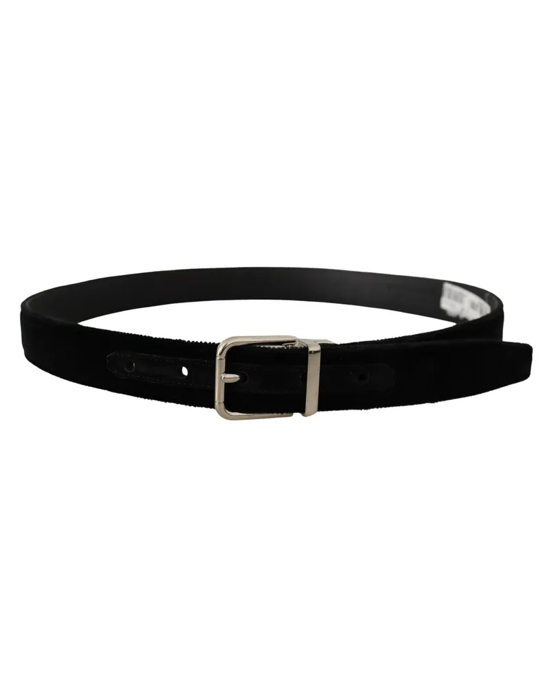 Dolce & Gabbana Grosgrain with Silver-Tone Buckle Belt — Black Black