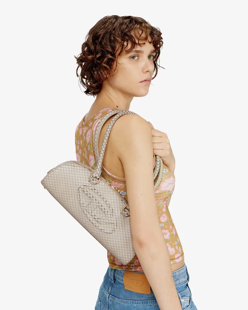 Diesel Women's Shoulder Bag 1dr Python-Effect Leather Beige Beige