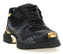 Greek-Motif Calfskin Sneaker — Black