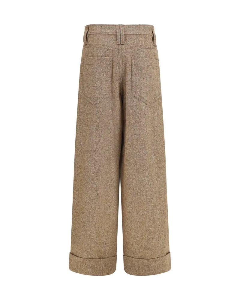 Brunello Cucinelli Women's Beige Wool Oves Aries Casual Pants Beige