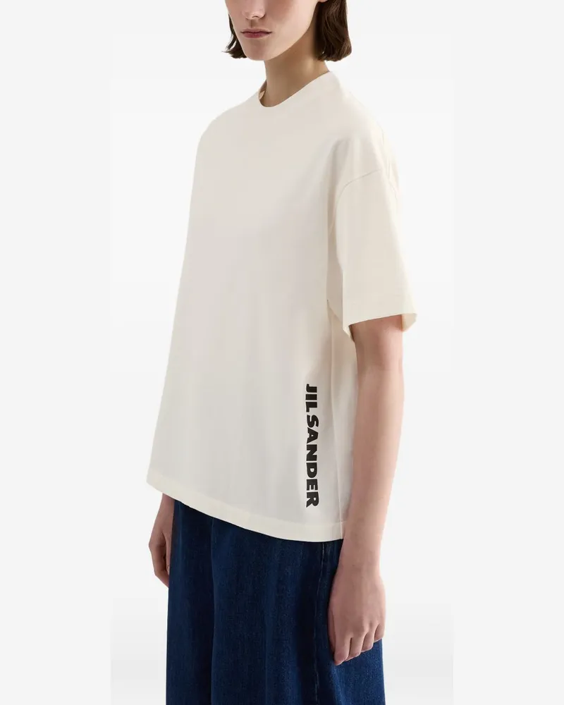 Jil Sander Logo-Embroidered Cotton T-Shirt — Cream Cream