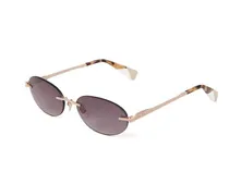 Women's Sunglasses Glossy Full Beige Metal
