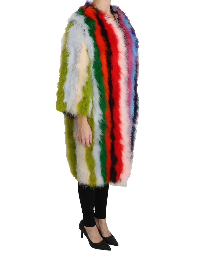 Dolce & Gabbana Women's Multicolor Turkey Feather Cape Fur Coat Clothing Multicolor