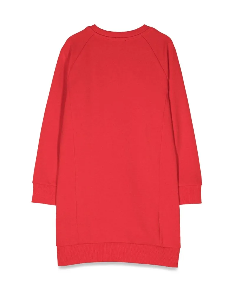 Balmain Cotton Sweatshirt Dress — Red Red