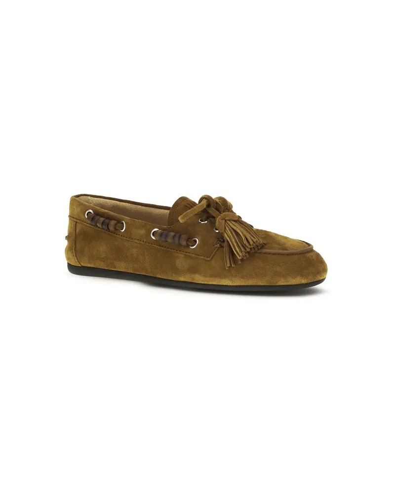 Miu Miu Women's Beige Calf Leather Bos Taurus Slip-On Loafers Beige