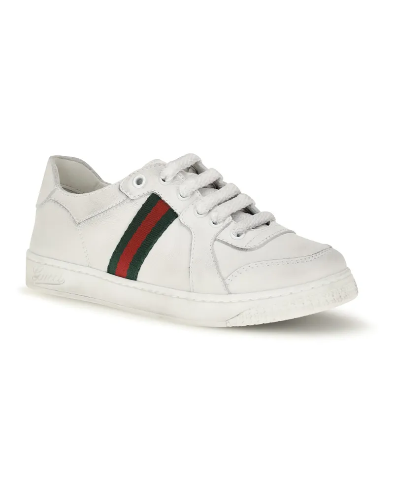 Gucci Leather Sneakers With Web Detail For Boy Great White-V.r.v White/v.r.v White