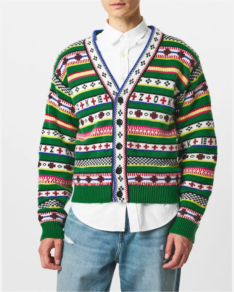 Kenzo Men's Fairisle Jacquard Cardigan Green Clothing > Knitwear Green