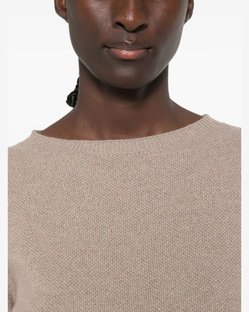 Fabiana Filippi Fine-Knit Metallic-Effect Sweater — Beige Beige