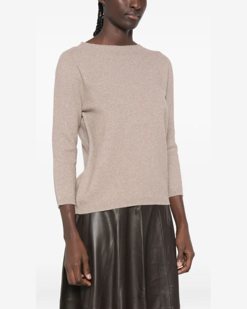 Fabiana Filippi Fine-Knit Metallic-Effect Sweater — Beige Beige