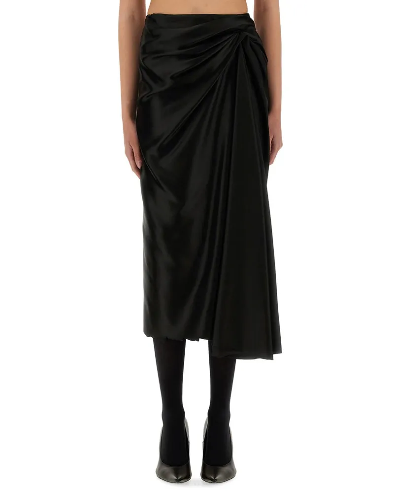 Balenciaga Draped Cupro Skirt — Black Black