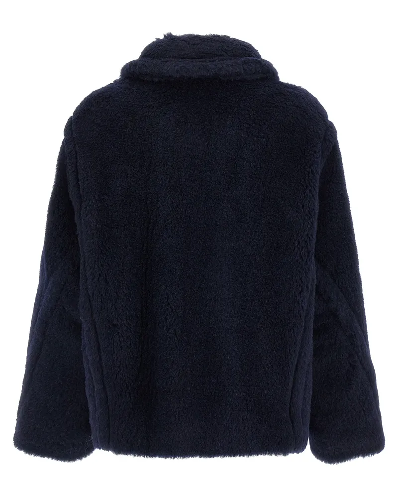 Max Mara Women's Blue Alpaca Leather Coat Clothing Navy