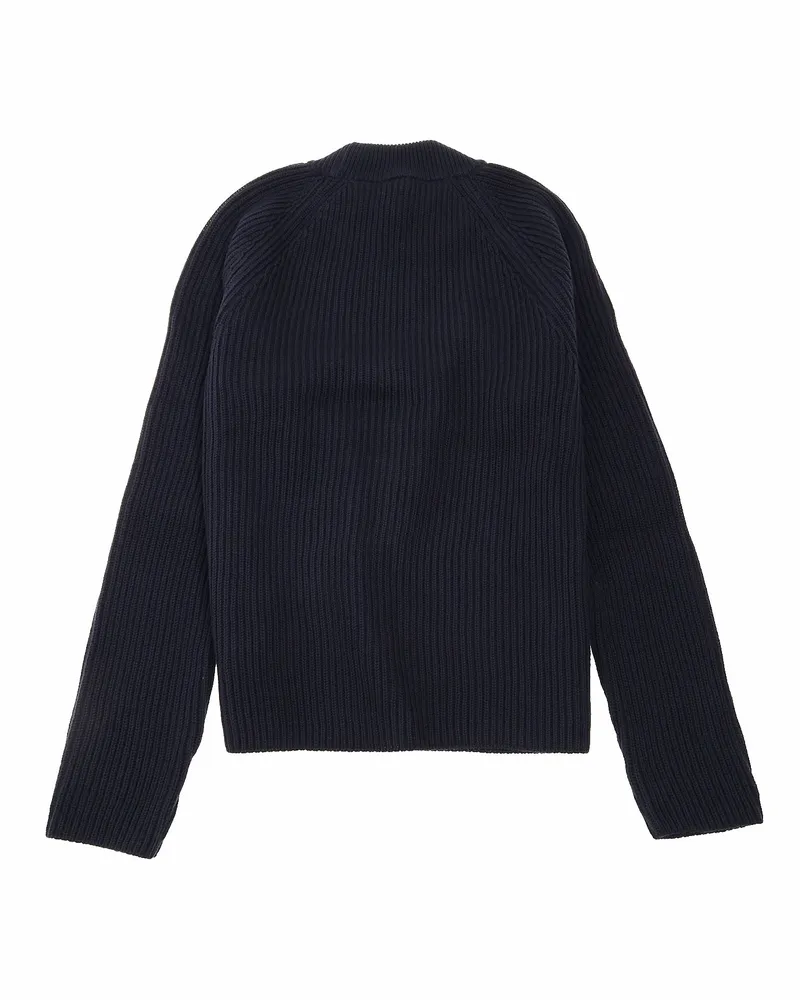 AMI Paris Ribbed Crewneck Sweater — Navy Navy