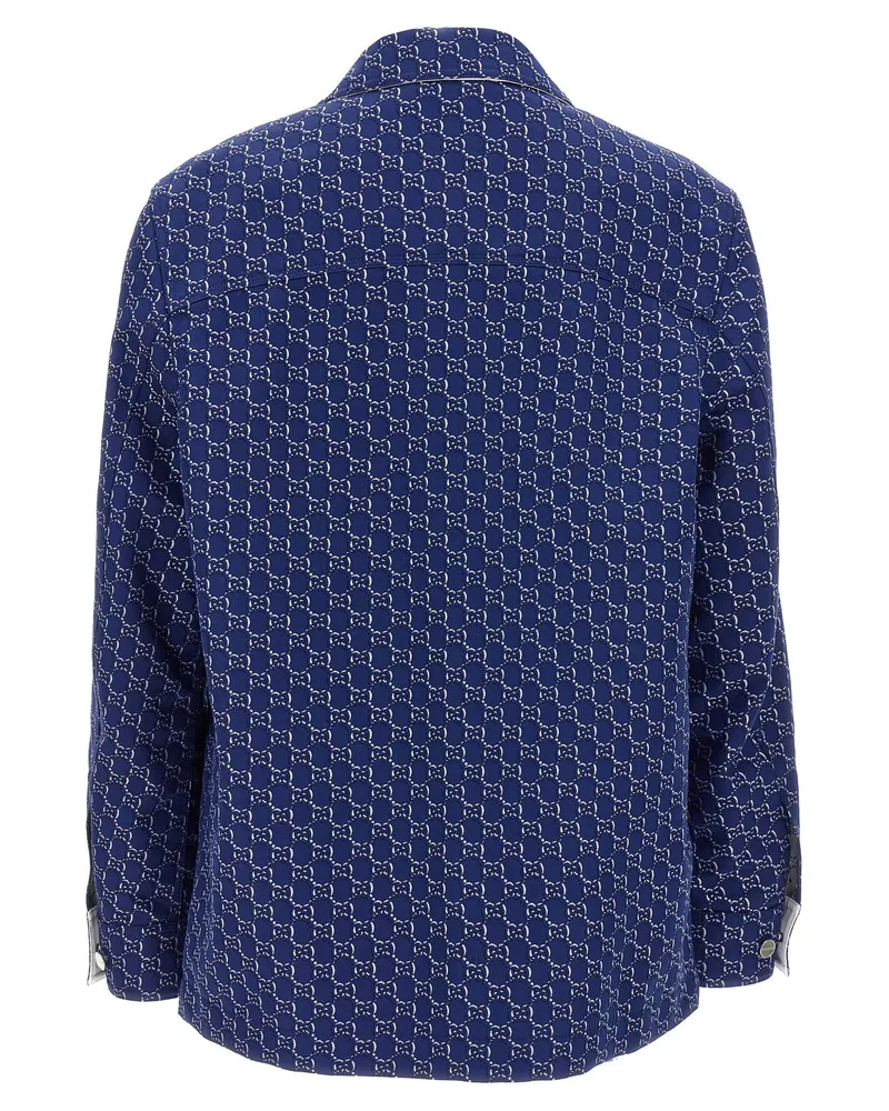 Gucci Men's Blue Cotton Biker Jacket Clothing Blue