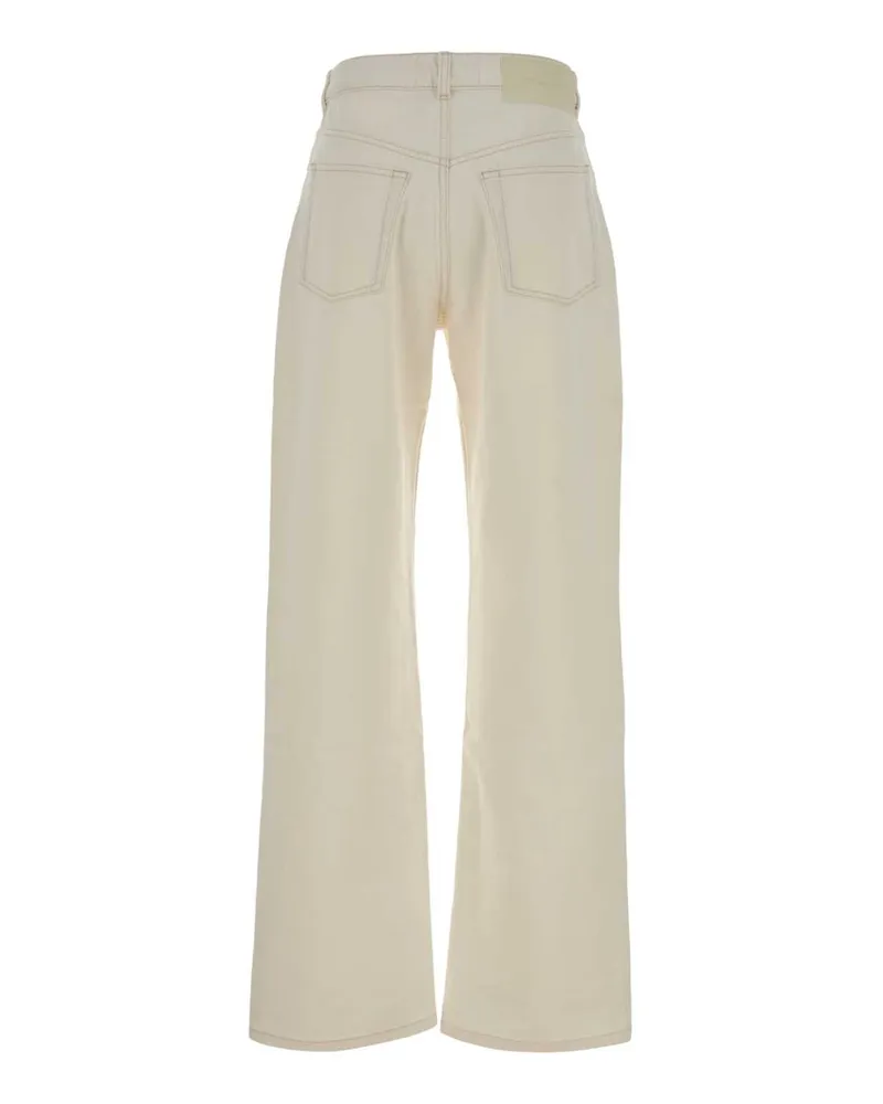 AMI Paris Women's White Denim Jeans Blanc Creme Exterior: Cotton Beige