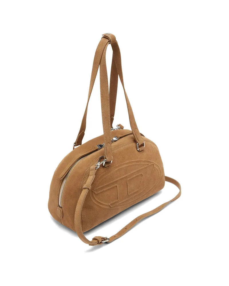 Diesel Oval D Logo Leather Tote Bag — Brown Brown
