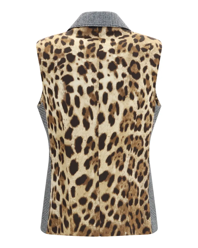 Dolce & Gabbana Women's Prince Of Wales Double Breasted Vest Quadri-Check-Tartan Shirt Gray