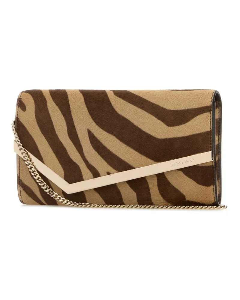 Jimmy Choo Women's Printed Calf Hair Emmie Clutch Naturallightgold Beige