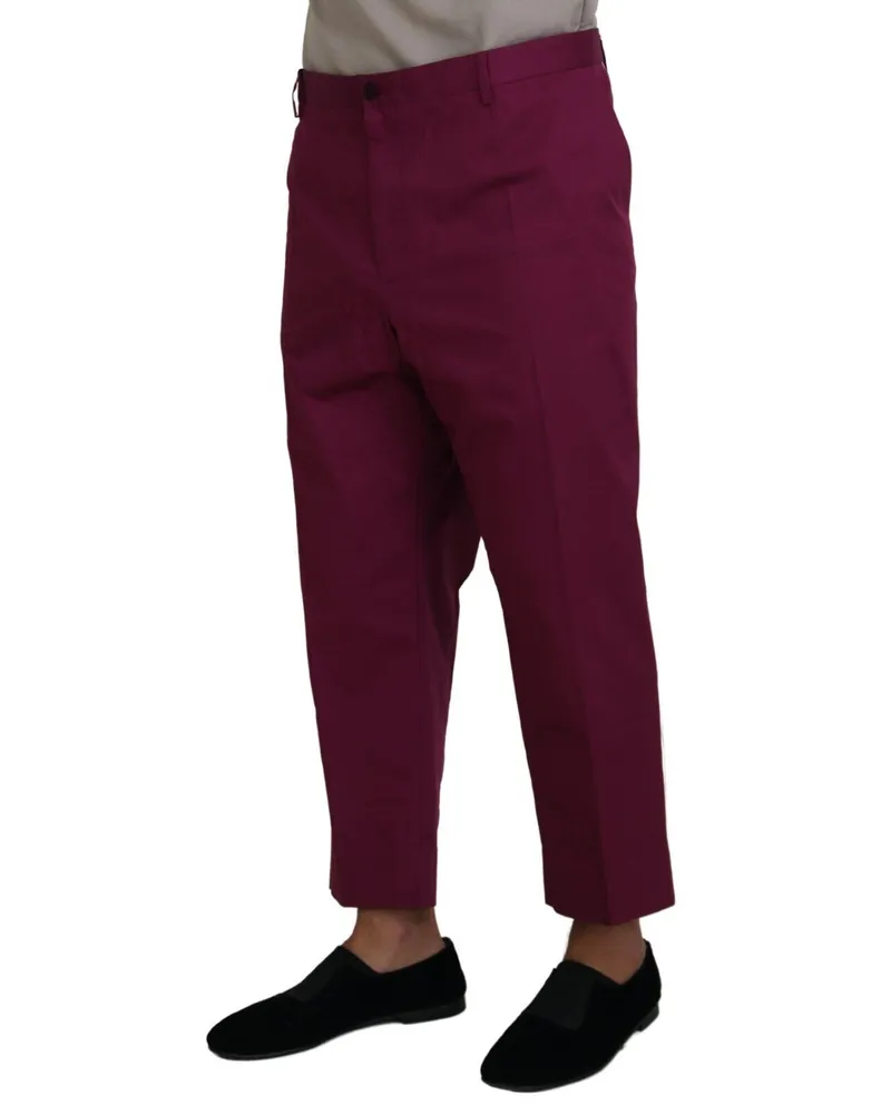 Dolce & Gabbana Men's Magenta Cotton Dg Logo Pocket Trouser Pants Pink Elastane Magenta